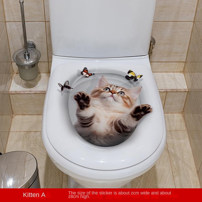 

Украшение для сиденья унитаза в ванной Наклейка на унитаз Наклейки для дома 3D Наклейки с животными Водостойкая крышка унитаза Забавная новинкаКреатив