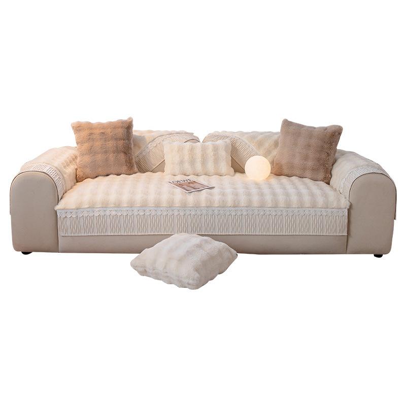 Bunny Cashmere Sofa Cushion Winter Thickened Fleece Cushion Non-Slip Leather Sofa Cover Autumn and Winter New Cover Towel