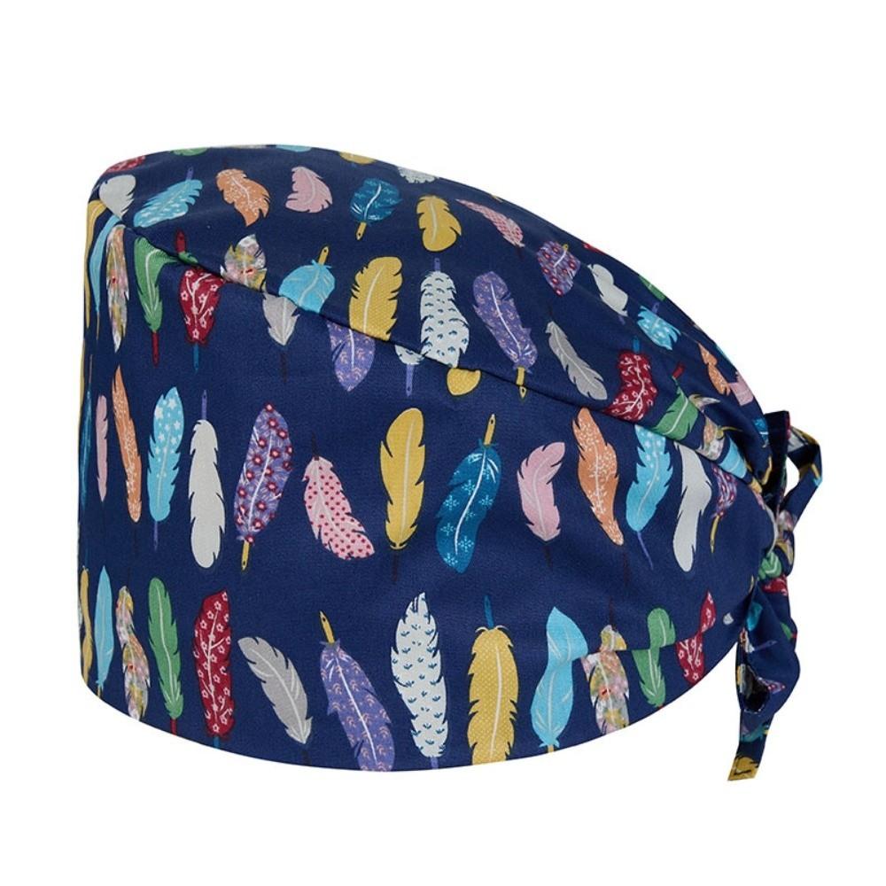 Unisex Cartoon Printing Scrub Cap Adjustable Buckle Print Design Lab Scrub Hat Breathable Soft Pure Healthcare Hats Pet Hospital