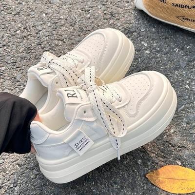 Ugly Cute Platform Big Head Shoes Women's Autumn New Leather Versatile Little White Shoes Student Casual Board Shoes