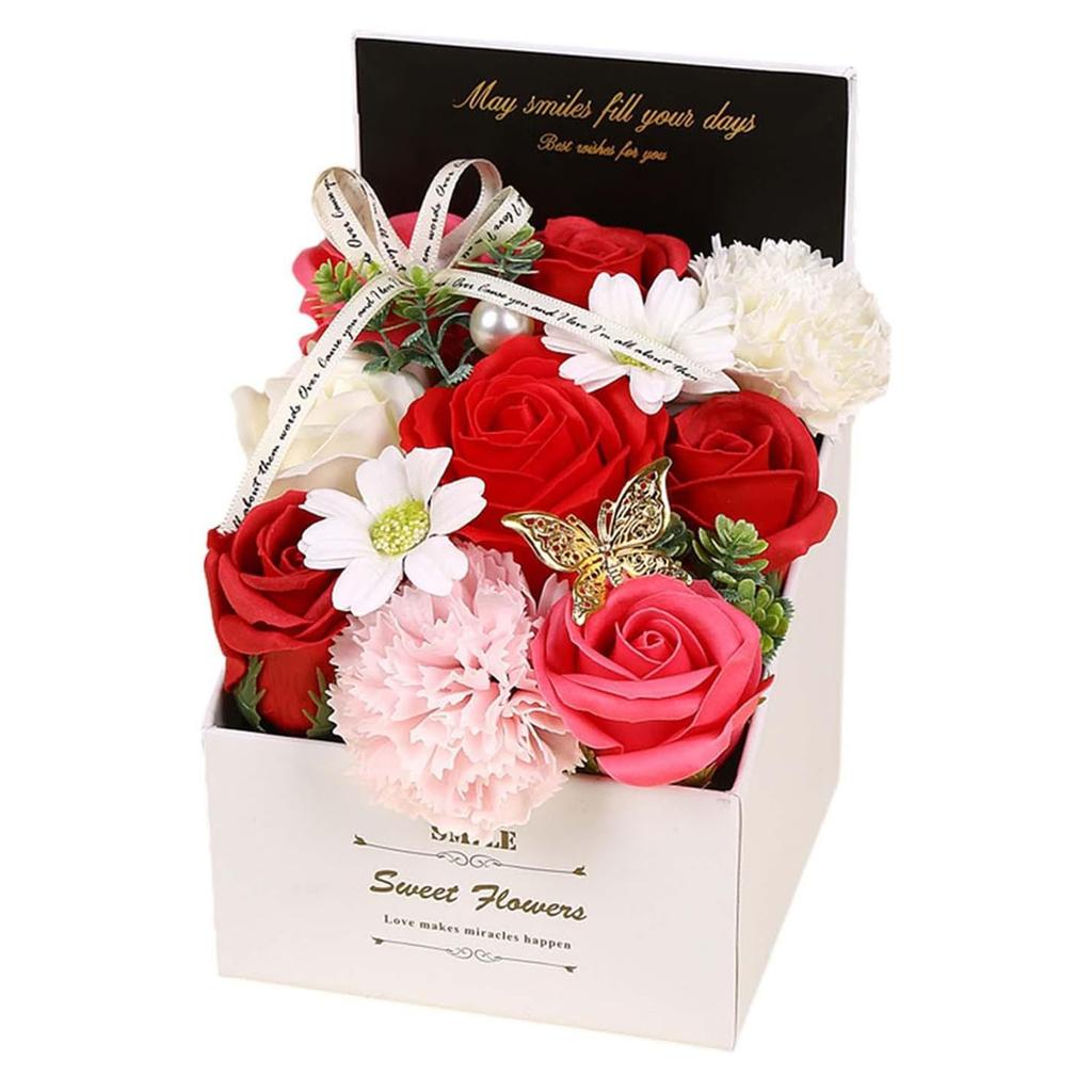 Soap Flowers Roses Bouquet in Gift Box Scented Soap Artificial Flowers Realistic & Delicate Scent for Women Mom Wife Gifts