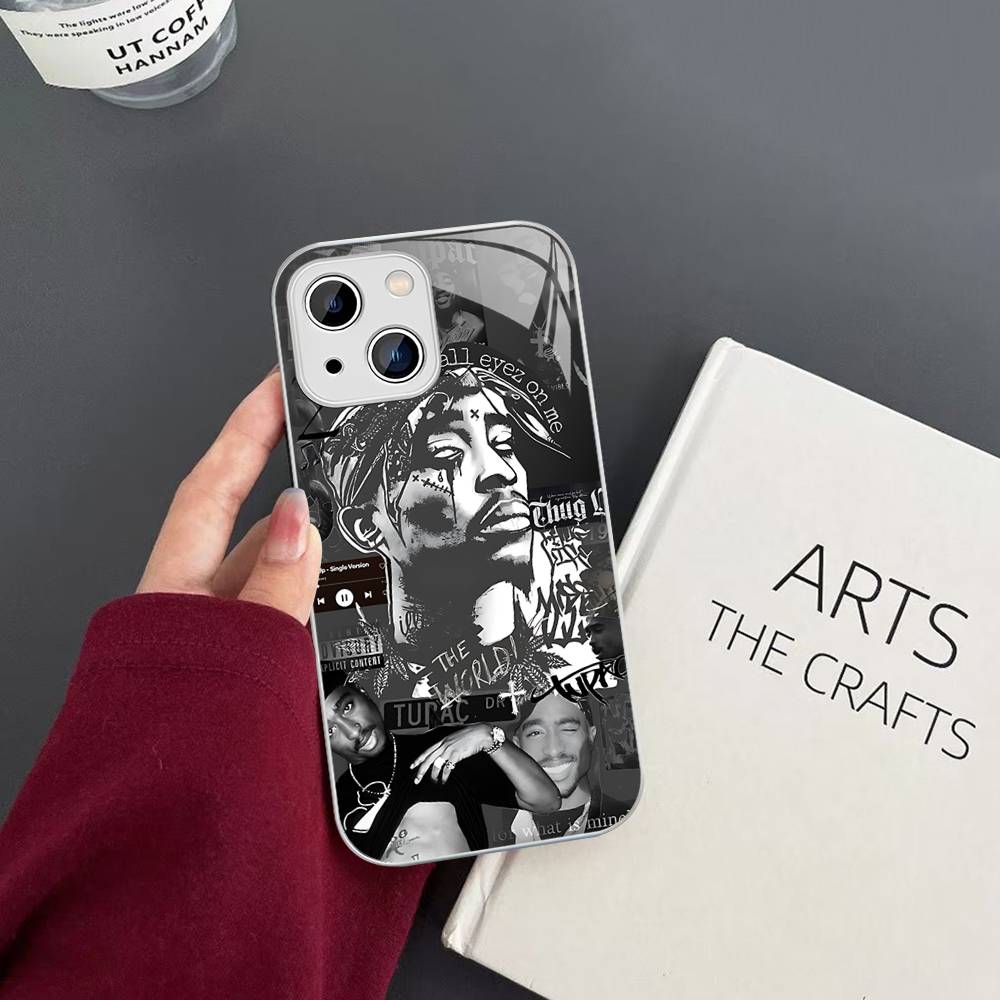 2Pac Hip Hop Singer Tempered Glass For Iphone 14 13 12 11 Pro Mini XS MAX 14Plus X XS XR Cover iphone 12 mini