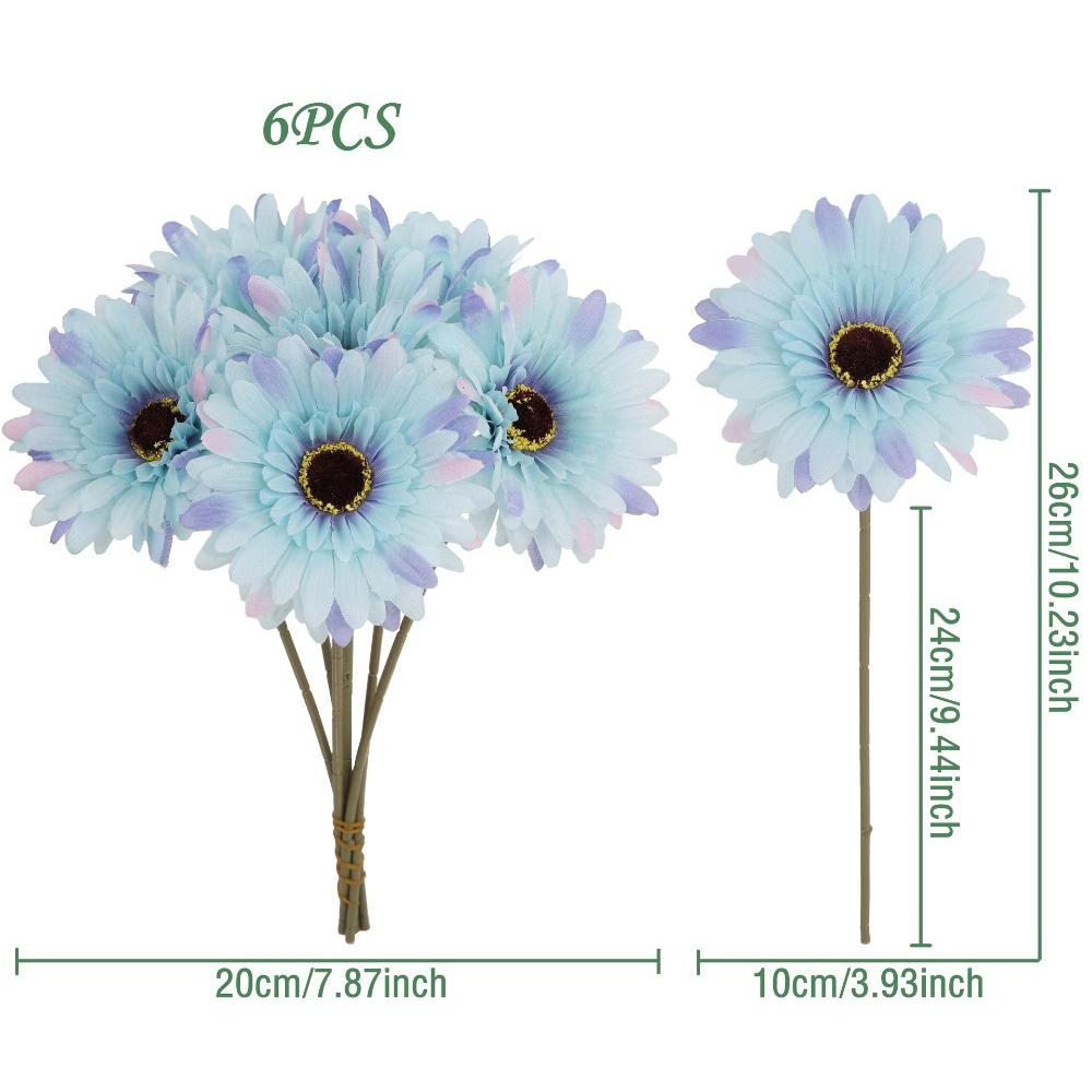 6Pcs Artificial Silk Gerbera Flowers Bouquet Home Table Decor Fake Daisy DIY Photo Props Floral Arrangements Wedding Decoration