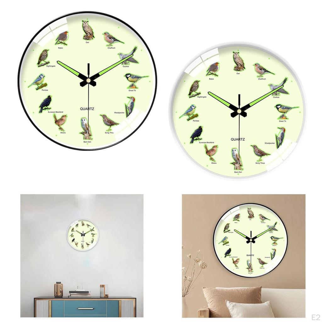 12 inch Bird Pattern Luminous Wall Clock Battery Operated , Easy Night Reading for Bedroom Silent