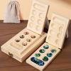 Board Game Set,Folding Wooden Board And MultiColored Glass Stones, Portable Traavel Board Game Gemstone Chess, Wooden Puzzle Toy
