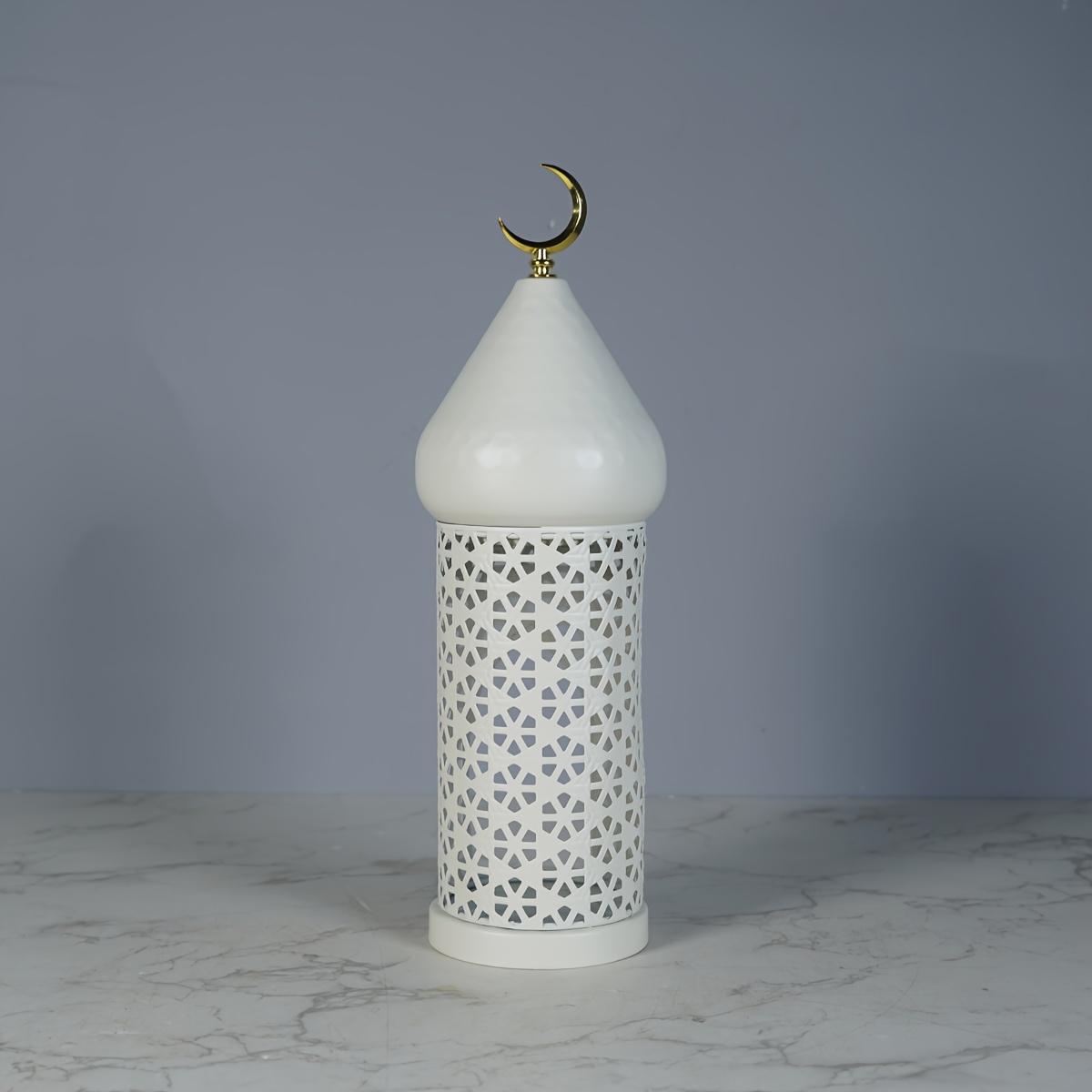 

1PC Hollow Craft candle holder ornament, metal white candle holder, home dining table candle light dinner table decoration, Moroccan candle holder S