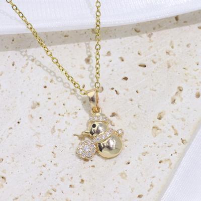 Exquisite Snowman Pendant Necklaces for Women Fashion Zirconia Necklace Wedding Party Jewelry Accessories