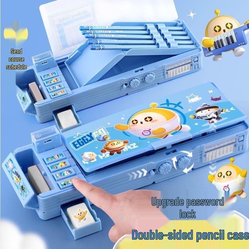 Capybara 2025 Multifunctional Pencil Box with Combination Lock - Stylish Tech-Inspired Design for Girls