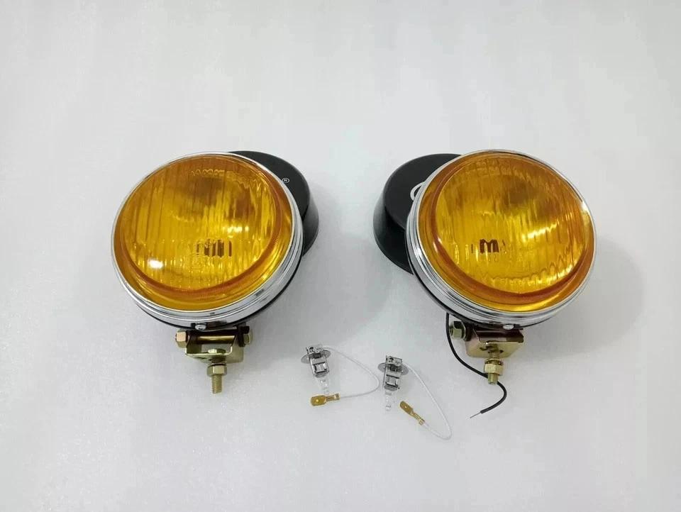 Pair Hella Yellow Fog Lamp With Cover With Bulb H3 Halogen Bulb Universal Fit