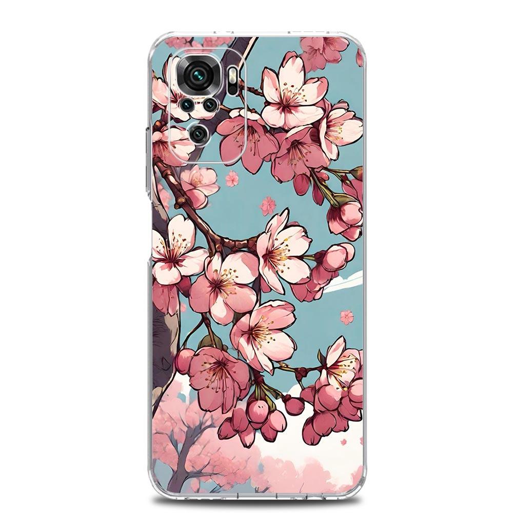 Phone Case For Xiaomi Redmi Note 13 12 5G 9S 9 8 10 11 Pro Plus 4G 9T 13C 12C10C 9C 9A 7 Clear Cover Cherry Blossom Tree
