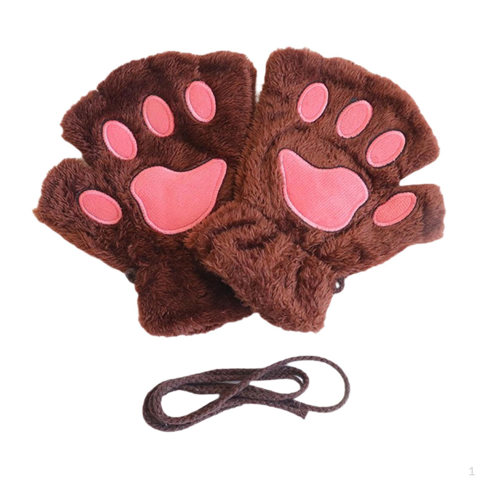 

Перчатки с кошачьими когтями для фотосъемки без пальцев для маскарада, Хэллоуина, карнавала коричневый