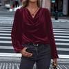 Autumn/Winter T-Shirts Women's Clothing Korean Velvet Pile Collar Women's Long Sleeve Top Women