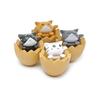 WOWTAC 4 Cute Eggshell Cats, Cat Figurine, Entrance Accessories, Interior Decoration, Lucky Cat, Invitation, Birthday Gift (Yellow Eggshell)