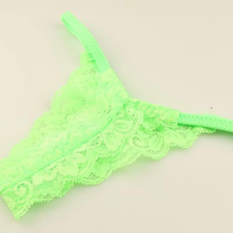 La-Pomme Women's Low-Rise Lace Thong Sheer Stretch G-String Sexy Elegant T-Back Panties Made In Japan