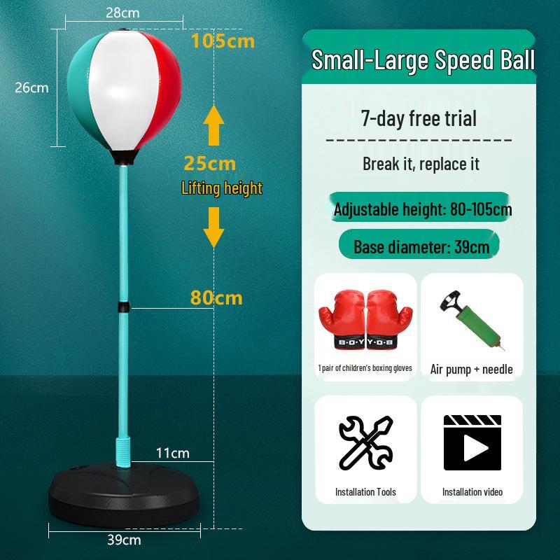Set de Box Viteză Multifuncțional pentru Copii: Sac de box vertical, Tumbler gonflabil și Mănuși.