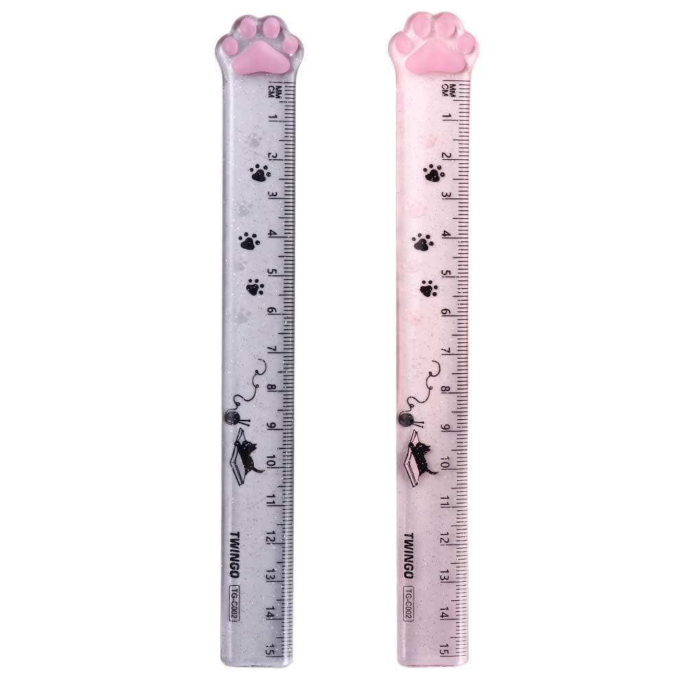 Plastic Stationery Kids Gifts 15cm Scale Ruler Straight Ruler Measuring Ruler Cats Claw Ruler