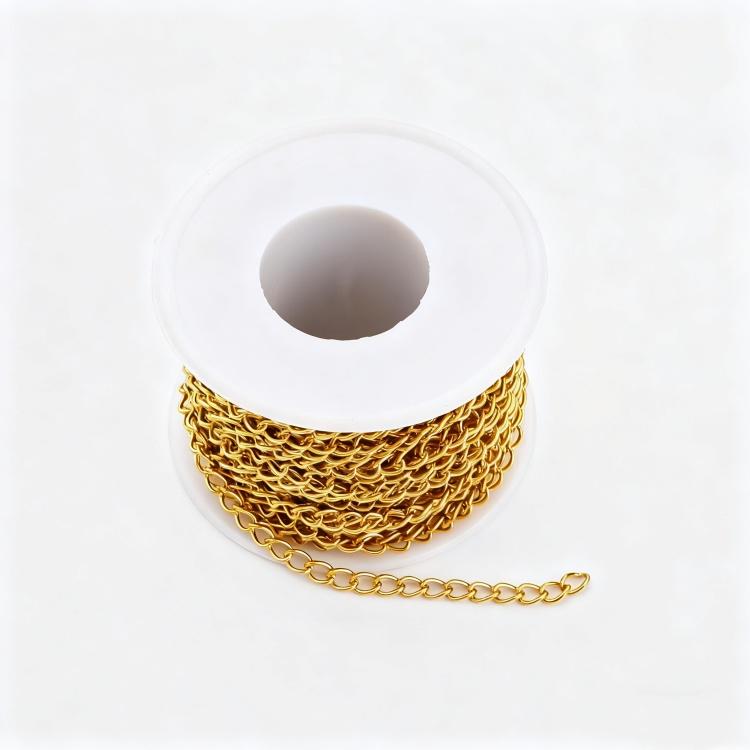 10m/Rolle Edelstahl Schwanzkette 18K PVD Gold Günstige Kettenglieder Verlängerungskette für DIY Halsketten & Armbänder Schmuckherstellung