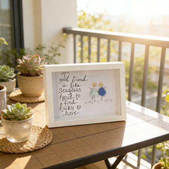 Sea Glass Poem Picture Frame Good Friend Is Lucky To Have Like Seaglass Handmade Sea Glass Wall Art Frame Decor Friendship Gift for Best Friends