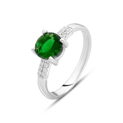 Silver Ring with Nano Emerald, Cubic Zirkonia, Product Weight 1.69 G (60001718)