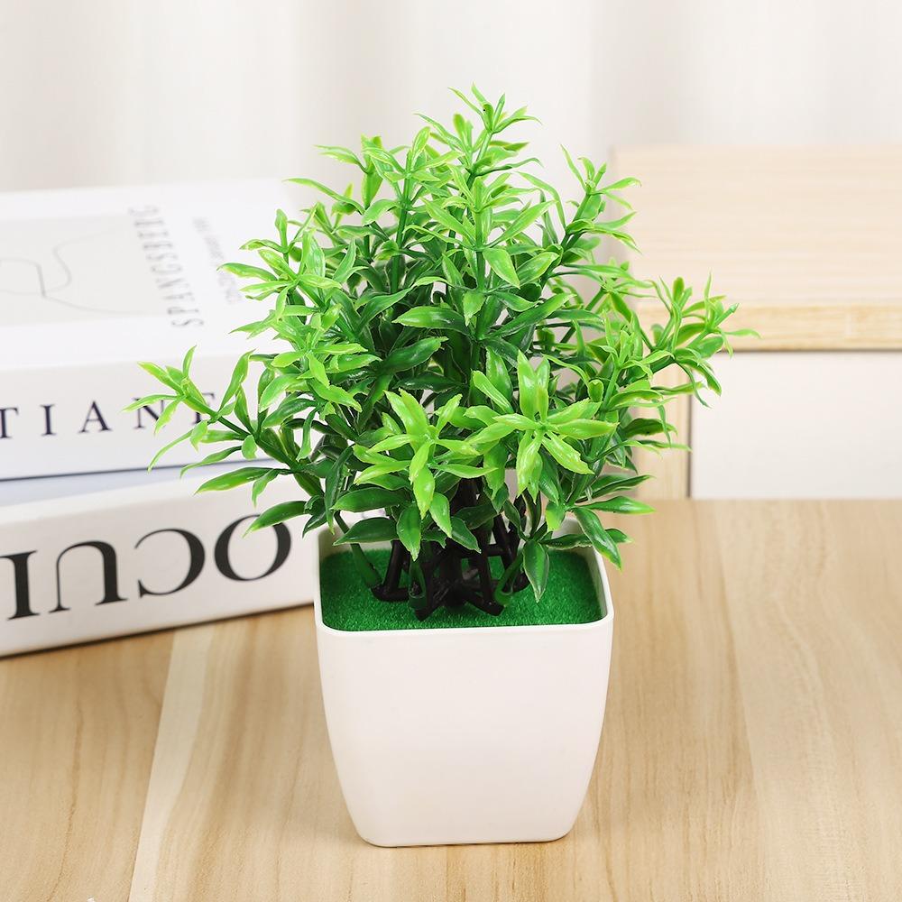 Plastic Artificial Plants Potted 8 Styles Home Garden Decor Grass Plants Pot Ornament Green Bonsai Small Tree