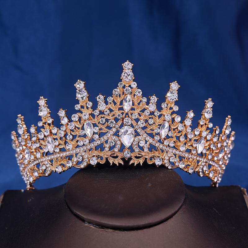 Barock Vintage Prinsessa Drottning Brudkrona Huvudsmycke Kristalltiara För Kvinnor Bröllopskrona Hårklänningstillbehör Smycken