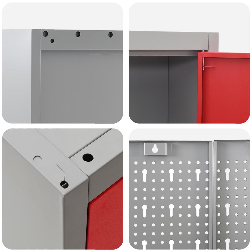 Workbench Cabinet Set with Drawers and Shelf 5 pcs Red