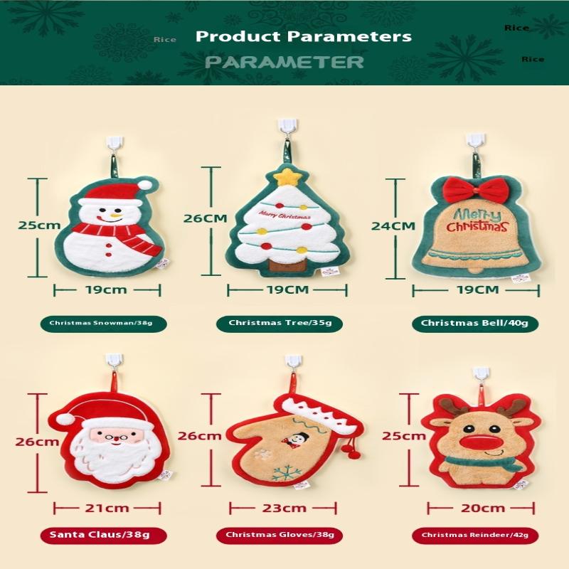 Cute Christmas Cleaning Towel Coral Velvet Hand Towel Snowman Bathroom Hanging Absorbent Dishcloth Soft Cleaning Cloth Rag