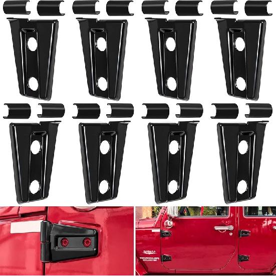 Door Hinge Cover Trim Exterior Accessories For Jeep Wrangler JK JKU Sport Rubicon Sahara X Unlimited 2-Door & 4-Door 2007-2018 (Black 8PCS)
