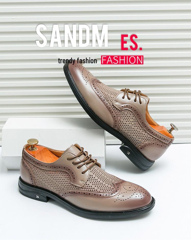 Atmungsaktive Herren-Leder-Sandalen mit Lochmuster (Brogue-Stil) - Sommertrend 2024