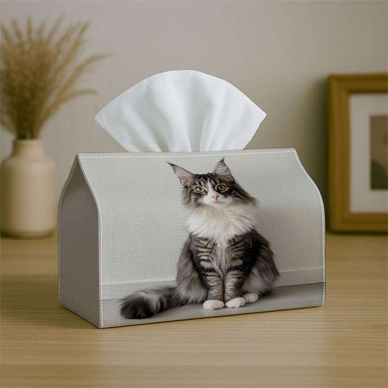1pc Minimalist Realistic Modern Tissue Holder- Cat Sitting Portrait, Sturdy Napkin Organizer for Vehicle, Kitchen, Dining, Home Decoration- Decorative