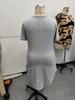 Plus Size Solid Color V-Neck Button Summer Dress for Europe & America