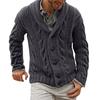 Men Sweatercoat Vintage Style Single-breasted Solid Color V-neck Thread Knitting Male Coat for Office