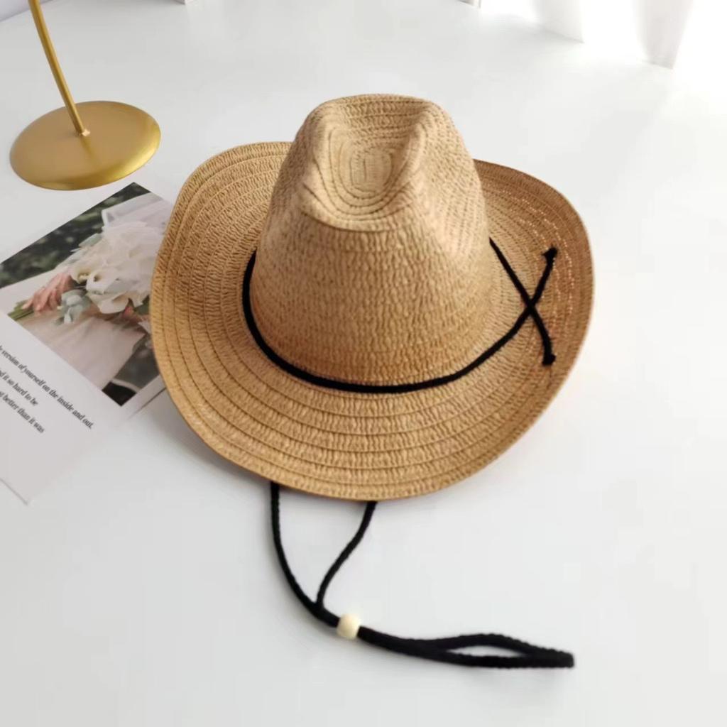 New French Flat-top Straw Hat Women's Big Head Circumference Seaside Beach Top Hat Woven Sun Hat Summer