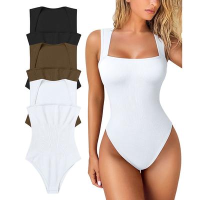 Neue Fashion Square Kragen Sexy Ärmellose Overalls für Frauen Sommer Hohe Elastizität Schlanke Basis Casual Frauen Strampler Elegante Solide Dame Bodys 26164