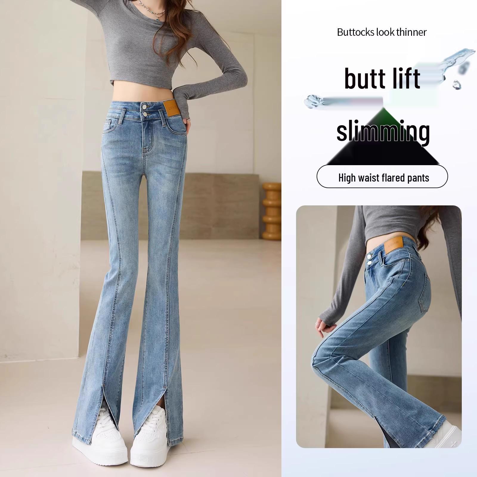 

Women s 2025 High-Waisted Slimming Bell Bottom Jeans - Spring/Autumn Flare Pants 32
