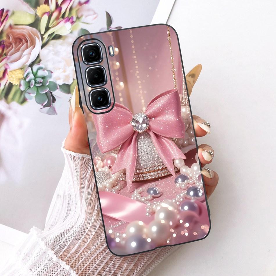 For Infinix Hot 50 Pro+ 50Pro 4G Cute Flower Butterfly Cat Case For Infinix Hot50 Pro Plus 4G Black Silicone Soft Phone Cases