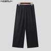INCERUN Men Patchwork Zip-up Waist Casual Long Straight Pants Trousers