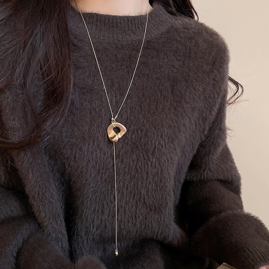 New Irregular Metal Pendant Adjustable Long Snake Chain Necklace For Women Unisex Charm On The Neck Accessories Gift Wholesale