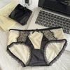 Women's New High Grade Satin Pure Desire Lace Low Waisted Hip Lift Sexy Underwear