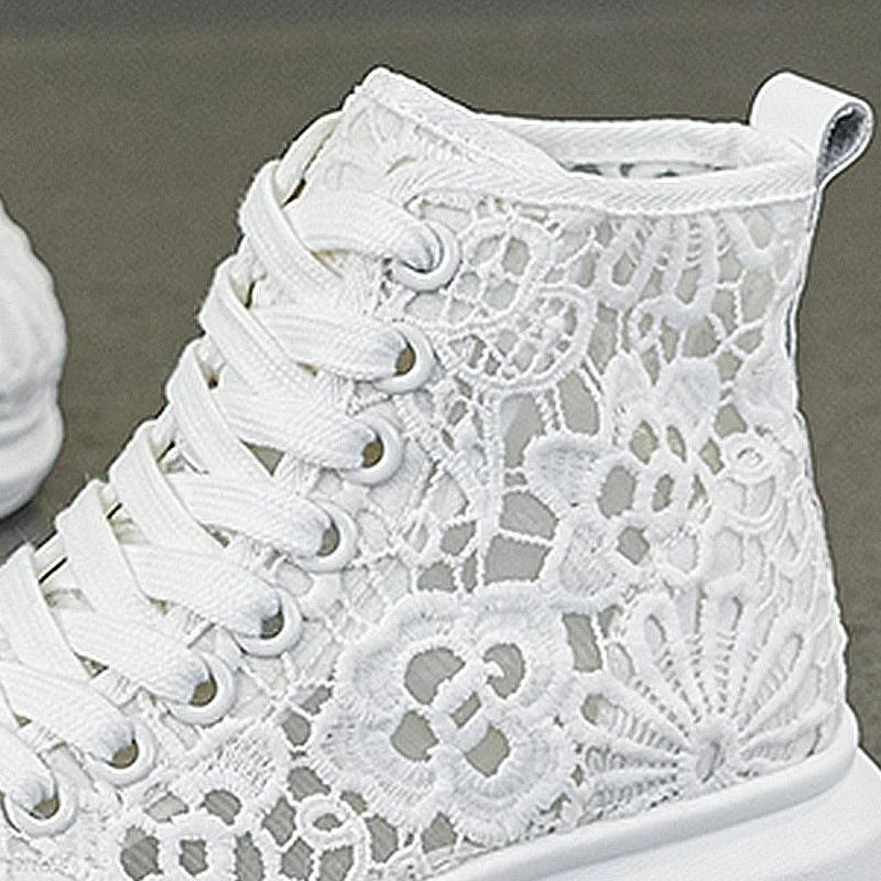 

Fashion 4.5CM Women Summer Air Mesh Shoes Mules Shoes Bling Diamond Lace Platform Wedge Microfiber Platform Wedge Hollow Slides Sandals 41