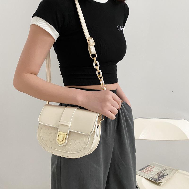 

Summer Candy Light Saddle Bag - Stone Pattern Crossbody Bag темно-коричневого