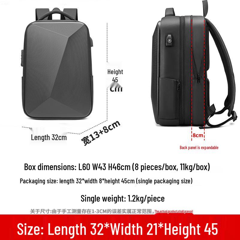 Men's Hard Shell Expandable Business & Travel Backpack with Laptop Compartment