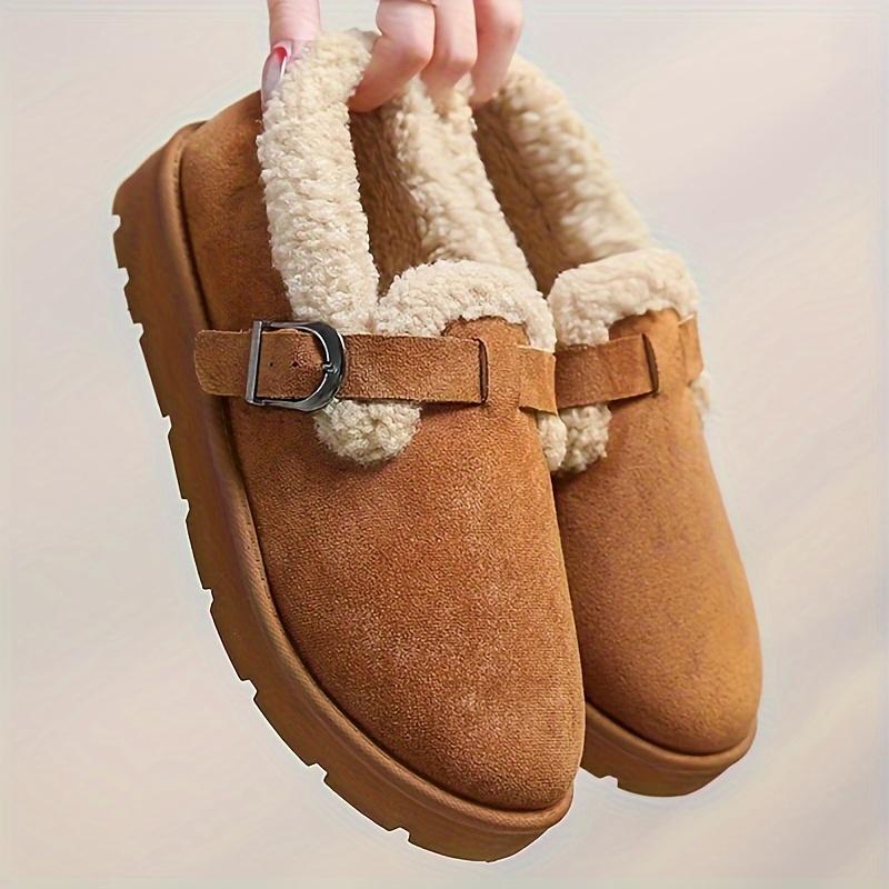 Women's Cozy Winter Ankle Boots Plush Lined Thick Rubber Sole Casual Brown Platform Shoes