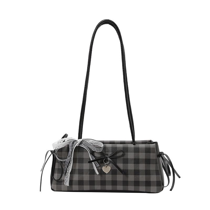Frische karierte Crossbody-Umhängetasche mit Schleife 2026 - Vielseitig, Modisch, Beliebte kleine Tasche
