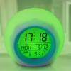 Multicolor LED Nightlight Alarm Clock with Calendar Temperature Display Battery Operated Round Shape Bedroom Essential