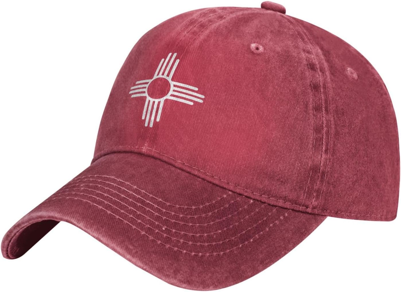 Zia Symbol New Mexico Sun Baseball Cap Washed Cotton Adjustable Casual Adult Hat Can Be Adjusted красный