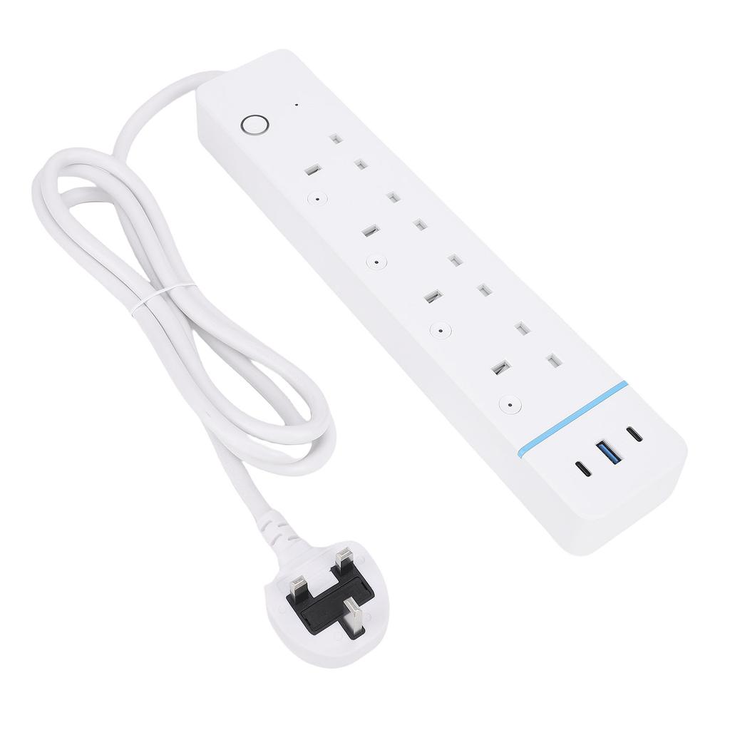Smart strømskinne for APP WiFi Smartplugg Strømskinne med 4 individuelt kontrollerte uttak og 3 USB-porter for hjemmet