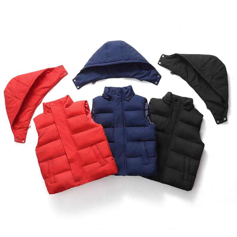 3-10 Years Kids Winter Warm Hooded Vest Sleeveless Zipper Coat