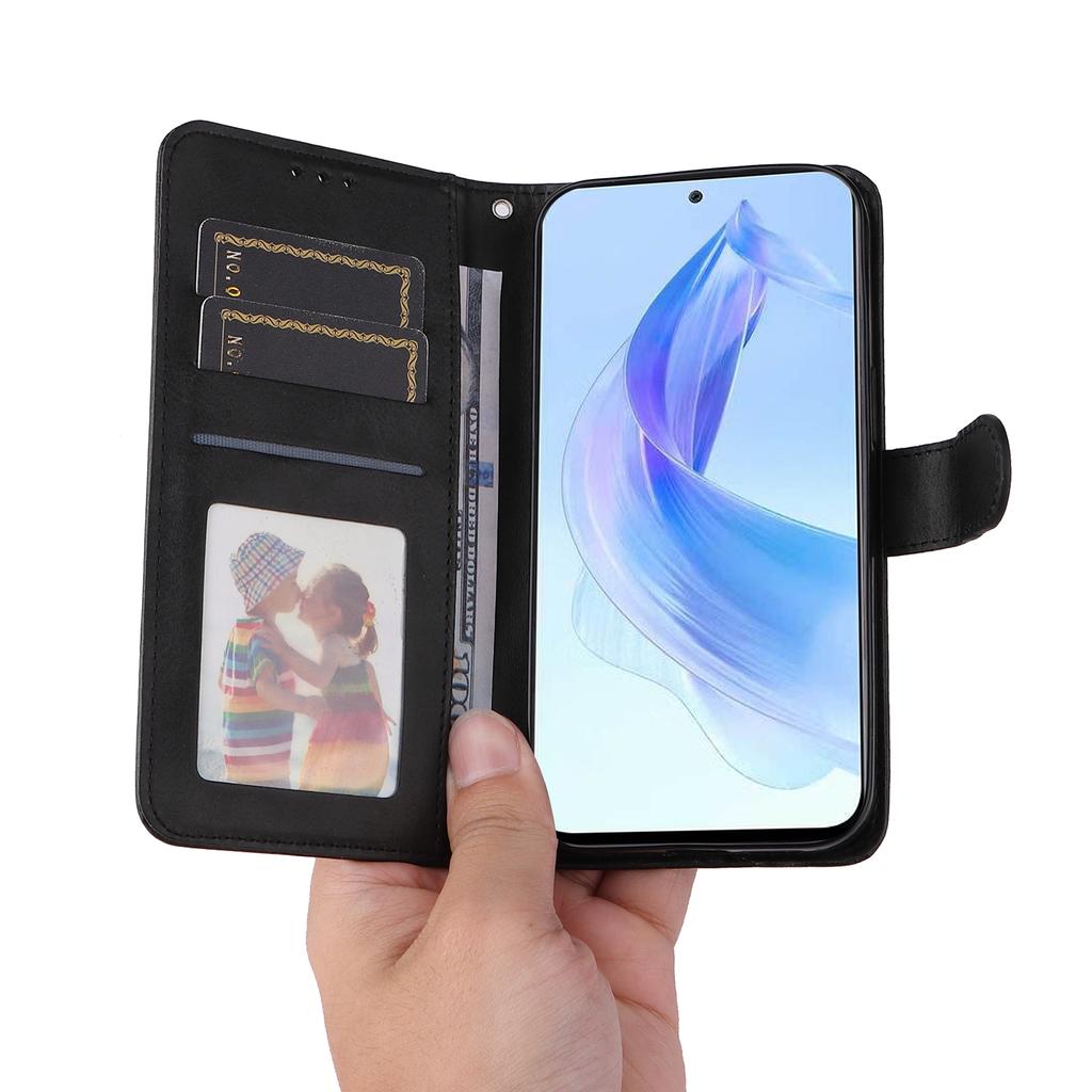 Cell Phone Cover for Honor X50i 5G/90 Lite 5G Calf Texture Anti-scratch PU Leather Wallet Stand Case with Strap
