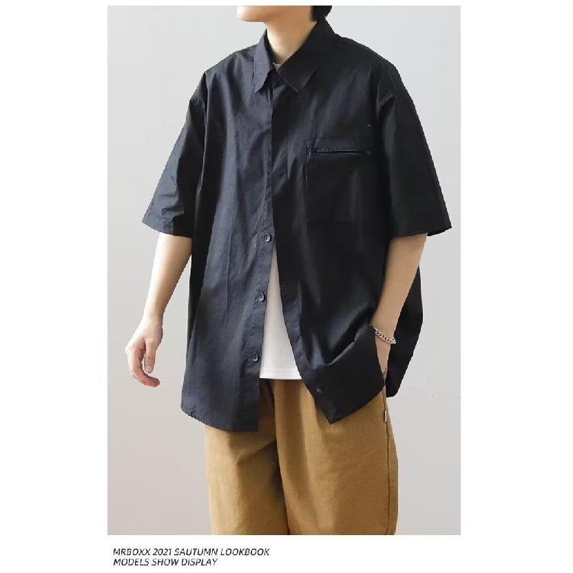 

Ретро рубашка мужская летняя одежда в стиле Гонконга, студенческий свободный и нишевый дизайн, забавный новый мужской топ для верхней одежды 2024 2XL чёрный